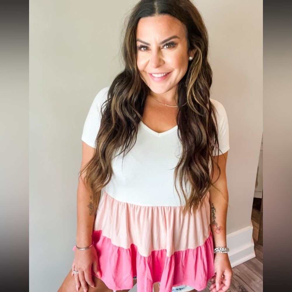 Color block babydoll top